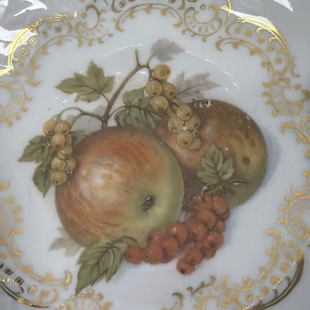 Royal Bavaria Germany Fruit Motif Gold Trim Scalloped Porcelain Dish 5